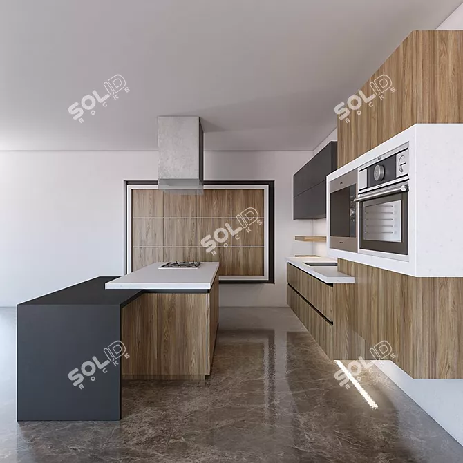 Sleek Kitchen Set 3D model image 4