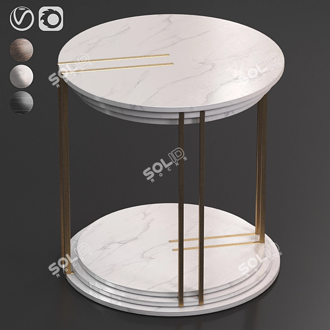 Italian Ston and Gold Coffee Tables 3D model image 2