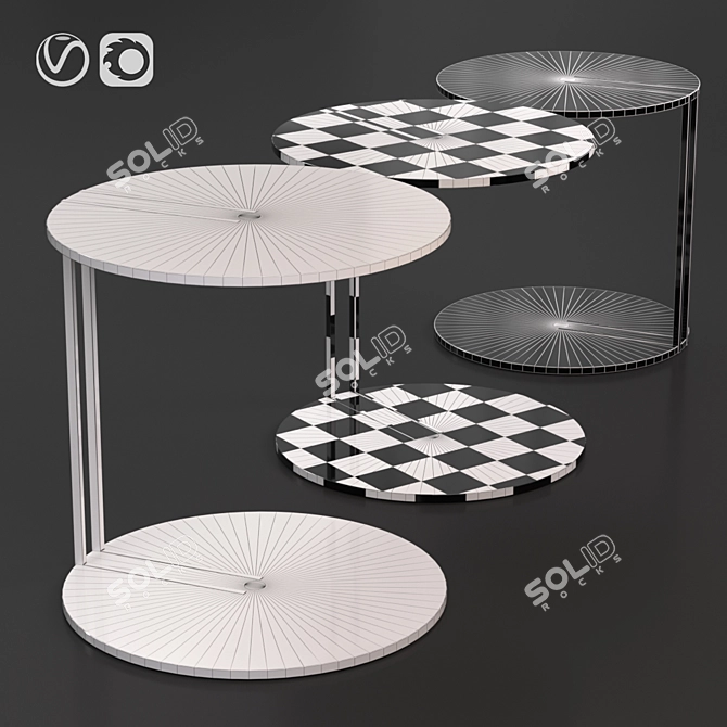 Italian Ston and Gold Coffee Tables 3D model image 4