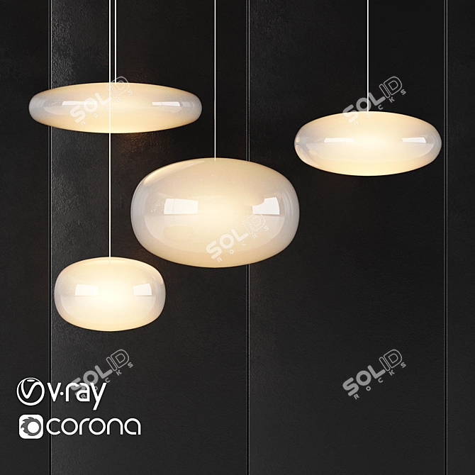 Spherical Pendant Light Set 3D model image 1