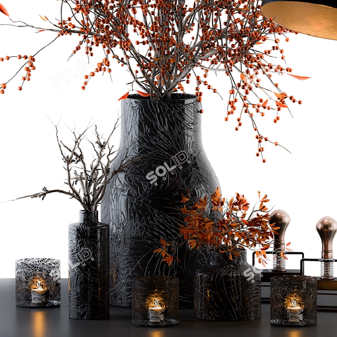 Berry Branches Decor Set 3D model image 3