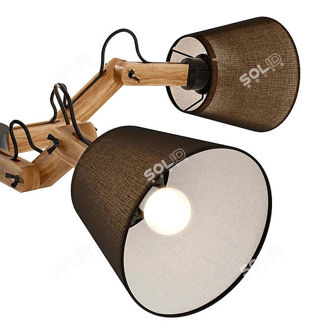 Sleek Mechanic Pendant Lamp - 4 Fabric Shades 3D model image 3