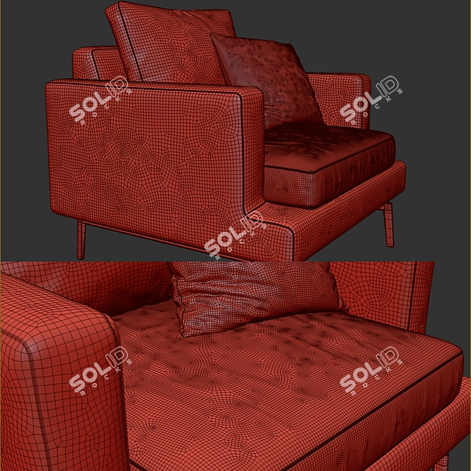 Modern Larsen Armchair with Realistic Details 3D model image 5