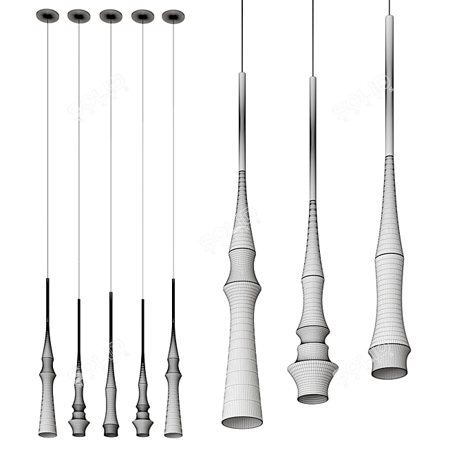 Elegant Slend Pendant Lamp by Bover 3D model image 2