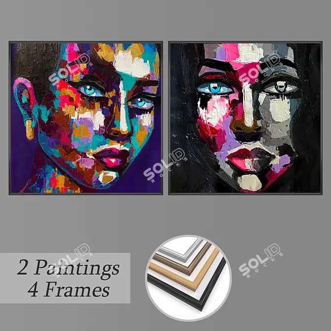 Artistic Wall Painting Set 3D model image 1