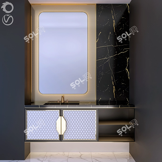 Modern Bathroom Cabinet Set 3D model image 1