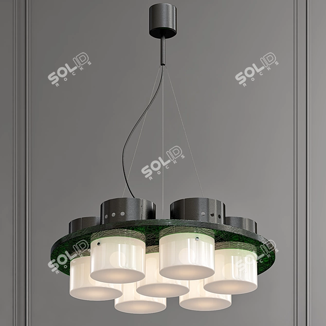 Italian Modern Chandelier with Six Shades 3D model image 1