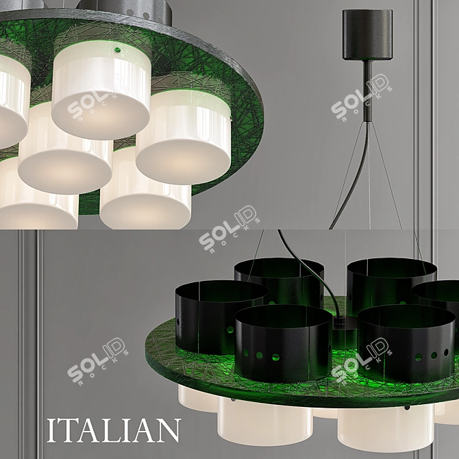 Italian Modern Chandelier with Six Shades 3D model image 2