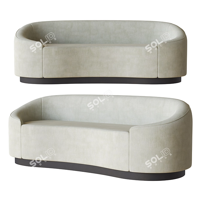 Dew Velvet Petite Curved Sofa 3D model image 1