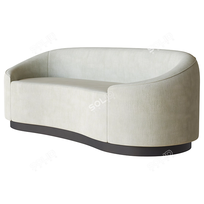 Dew Velvet Petite Curved Sofa 3D model image 2