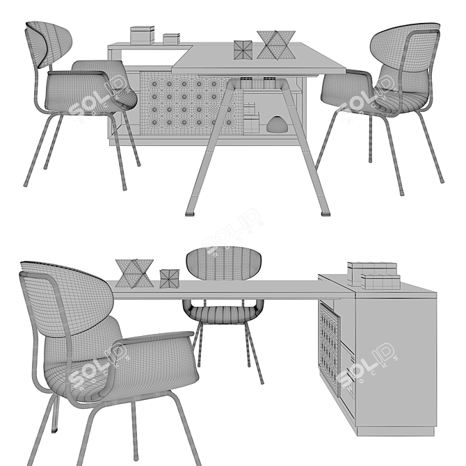 Sleek Office Furniture Set 3D model image 2