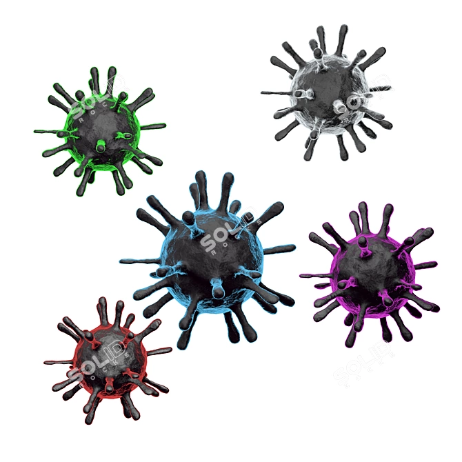 3D Virus Cell Model - 4 Colors 3D model image 1