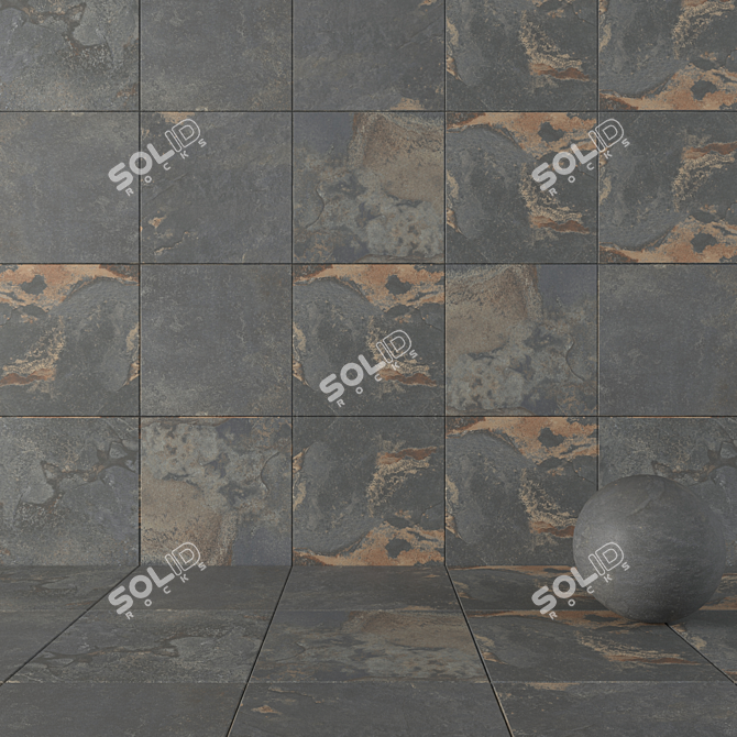 Rustic Stone Wall Tiles 3D model image 1