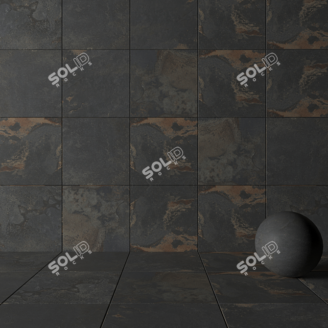 Rustic Stone Wall Tiles 3D model image 3