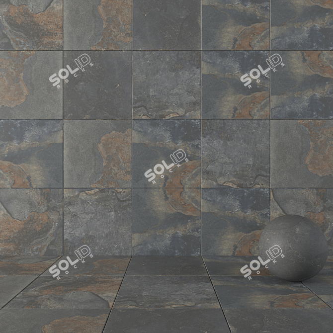 Rustic Stone Wall Tiles - Kayah Collection 3D model image 1