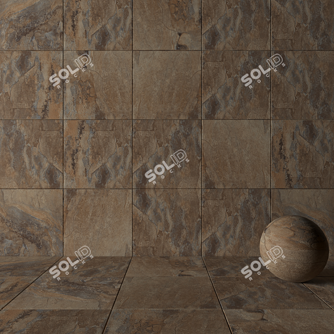 Brown Key Stone Wall Tiles 3D model image 3