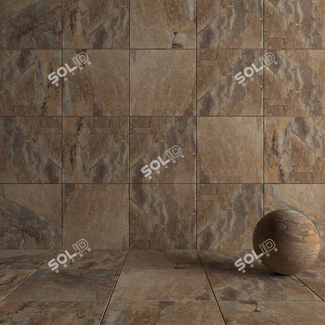 Brown Key Stone Wall Tiles 3D model image 4