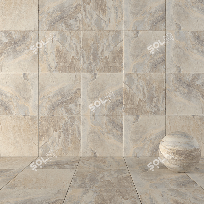 Key Stone Cream Stone Wall Tiles: Multi-Texture, High-Definition, Corona & Vray Render Ready 3D model image 1