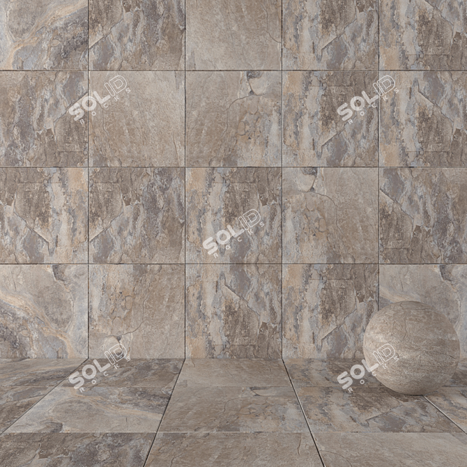 Stunning Key Stone Gray Wall Tiles 3D model image 1