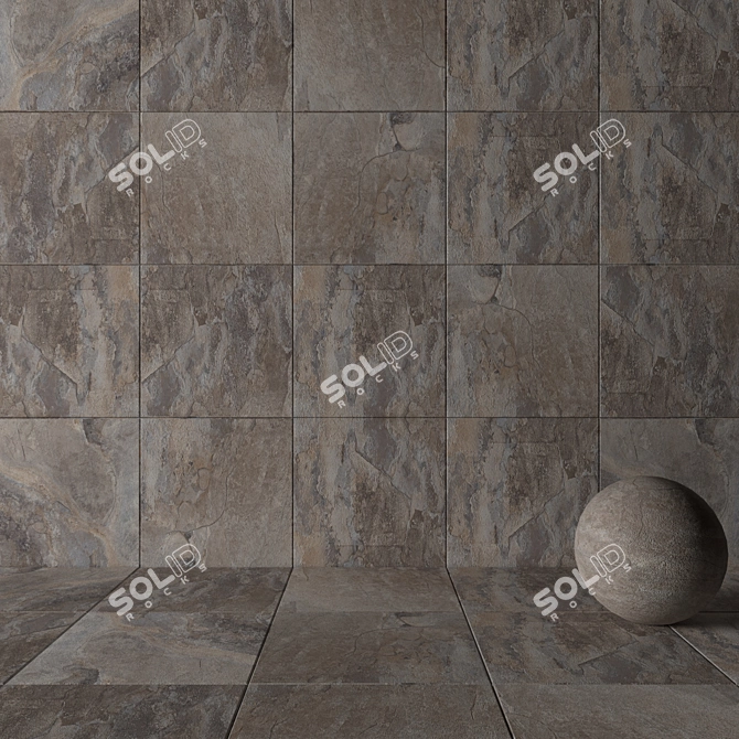 Stunning Key Stone Gray Wall Tiles 3D model image 3