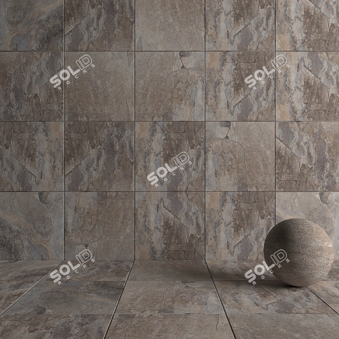 Stunning Key Stone Gray Wall Tiles 3D model image 4