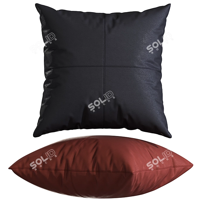 Faux Leather Decorative Pillows 3D model image 4