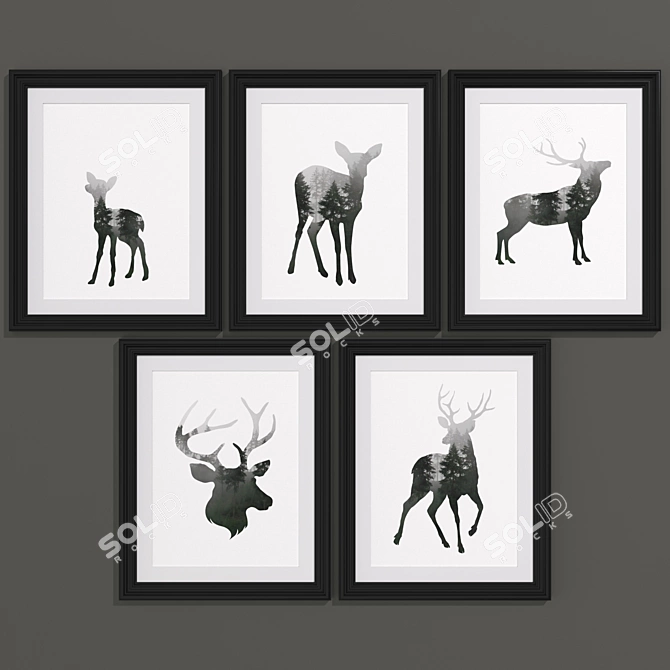 Modern Forest Stag Art Set 3D model image 3