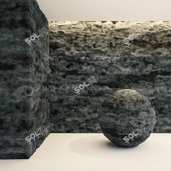 Black Rock VRAY PBR Material 3D model image 2