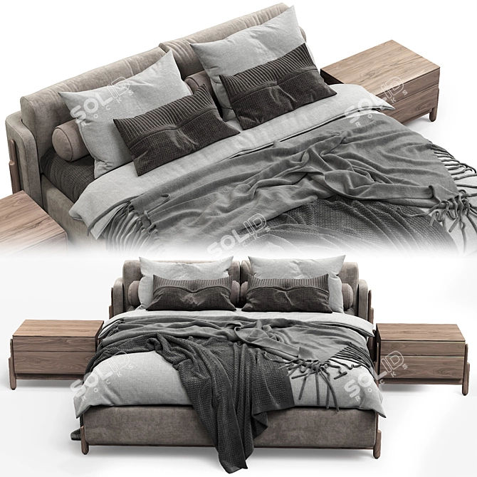 Zegen Ash Bed: Elegant and Stylish Sleeping Solution 3D model image 3