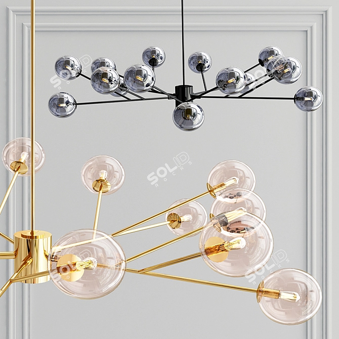 Lucci Décor Orion Pendant: Modern Lighting with 15 Glass Globes 3D model image 1