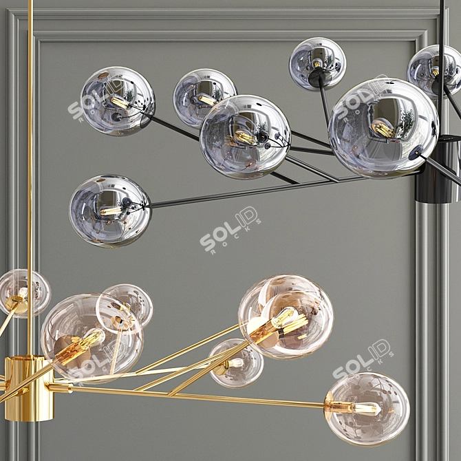 Lucci Décor Orion Pendant: Modern Lighting with 15 Glass Globes 3D model image 3