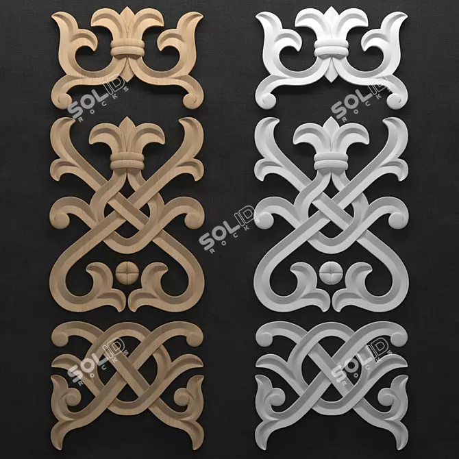 Elegant Carved Decor Set 3D model image 1