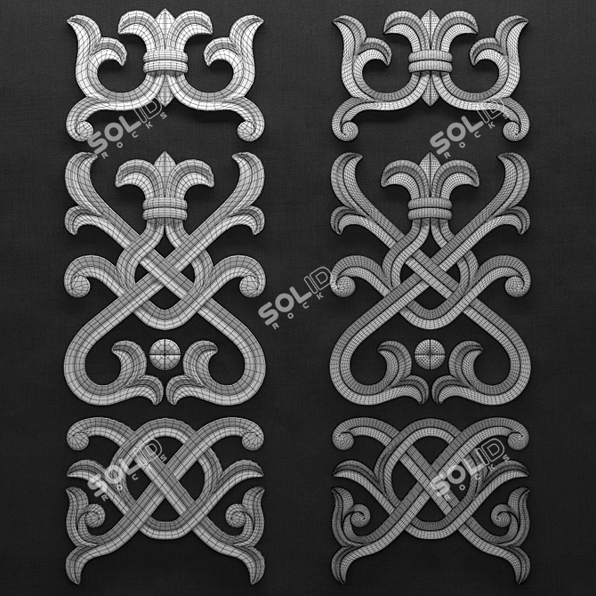 Elegant Carved Decor Set 3D model image 2