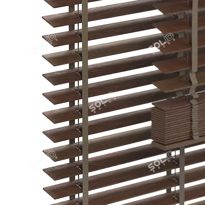 Title: Elegant Wood Blinds Collection 3D model image 2