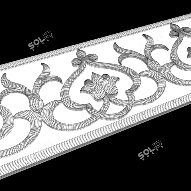 Intricate Ganch Carving: Uzbekistan's Traditional Art 3D model image 3