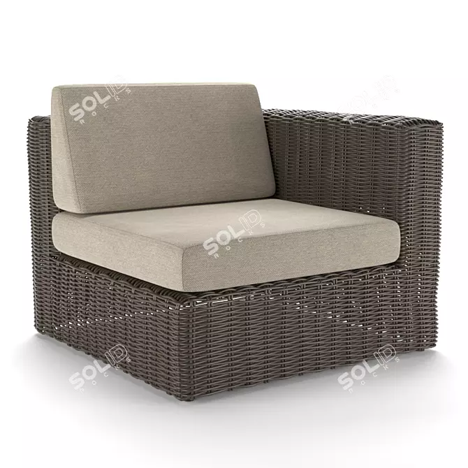 Havana Rattan End Unit 3D model image 1