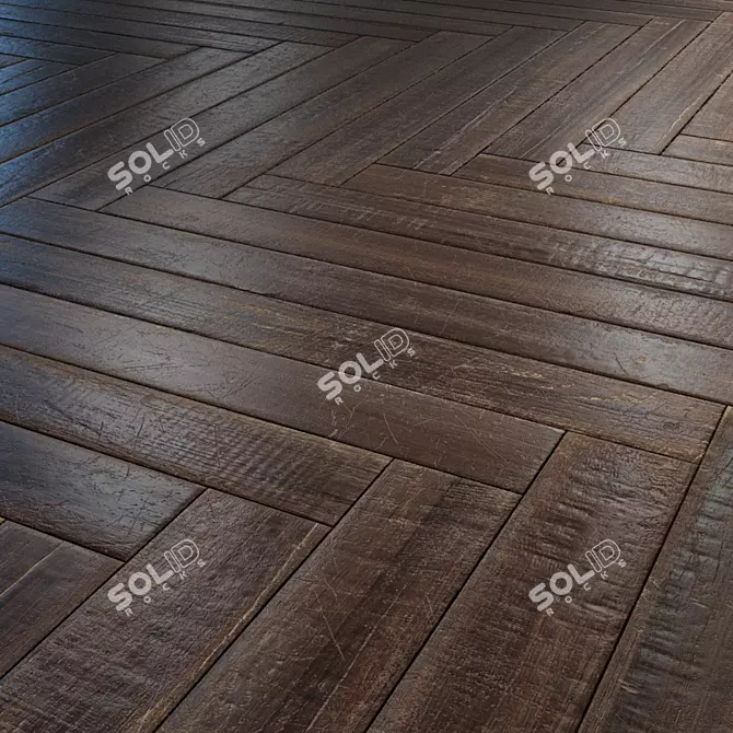 Vintage Herringbone Parquet - Textured Elegance 3D model image 1