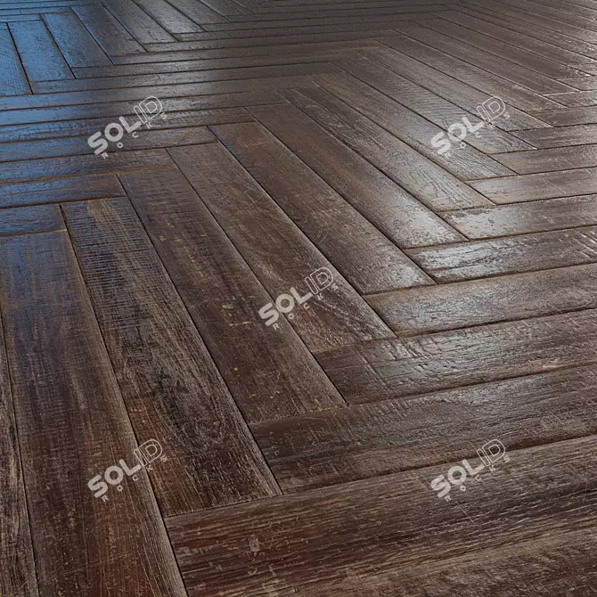 Vintage Herringbone Parquet - Textured Elegance 3D model image 2