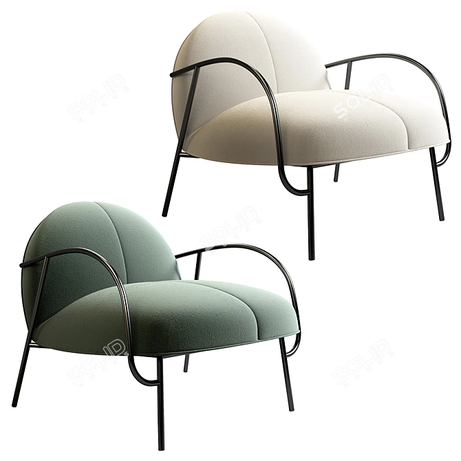 Half & Half Armchair: Stylish and Functional 3D model image 1