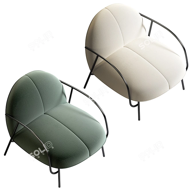 Half & Half Armchair: Stylish and Functional 3D model image 2