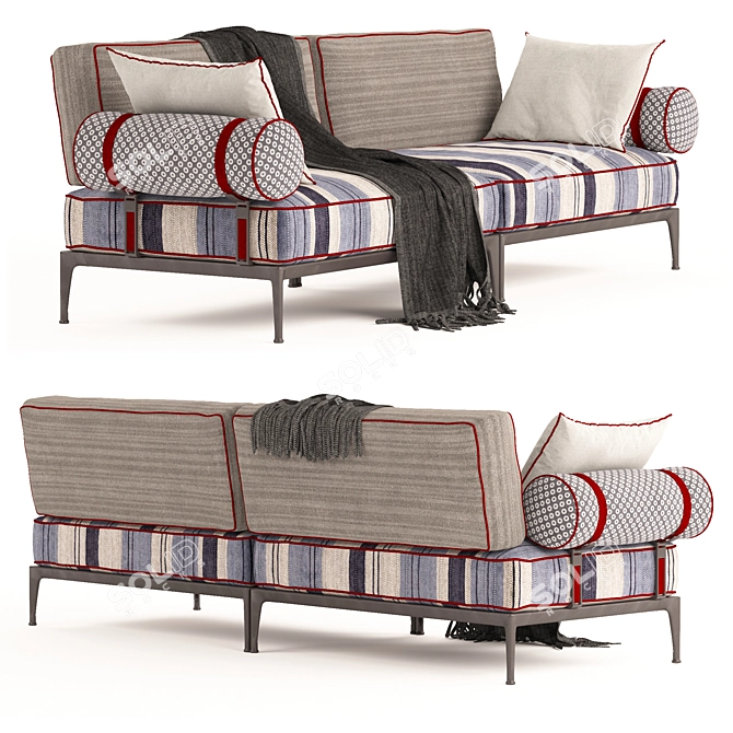 Modern Ribes Sofa | Stylish & Comfortable 3D model image 2