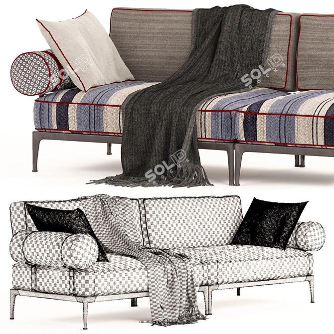 Modern Ribes Sofa | Stylish & Comfortable 3D model image 3