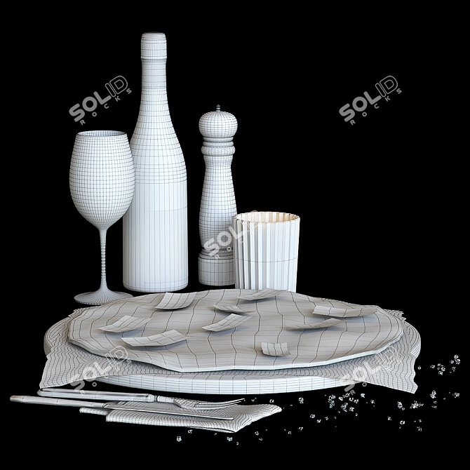 Delicious Pairing: Pizza & Wine 3D model image 5