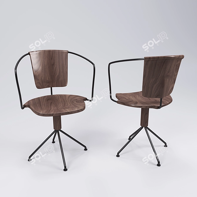 Cozy Wooden Chair 3D model image 1