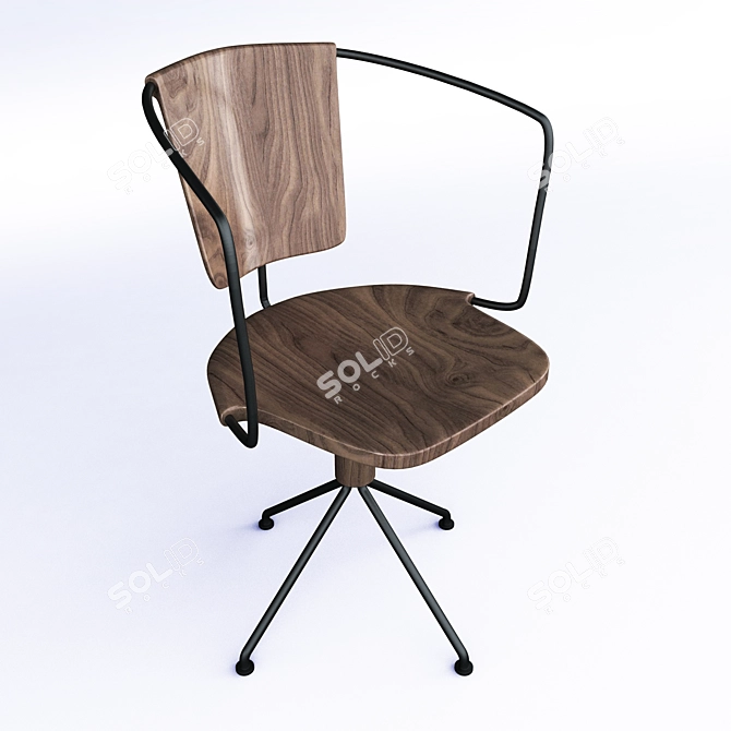 Cozy Wooden Chair 3D model image 2