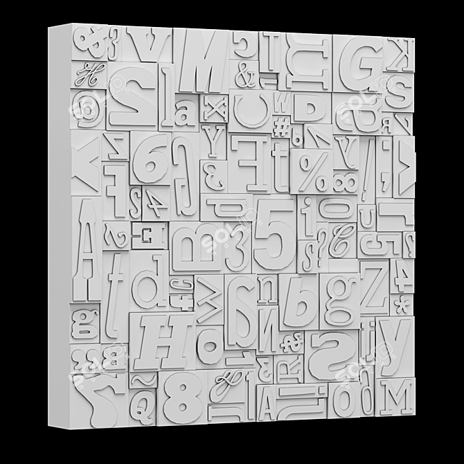 ModularArts Glyph Panels: Innovative Wall Art 3D model image 2