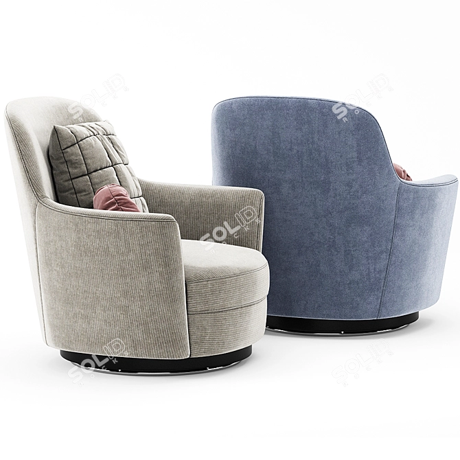 Larkin Swivel Armchair: Style and Comfort Combined 3D model image 3