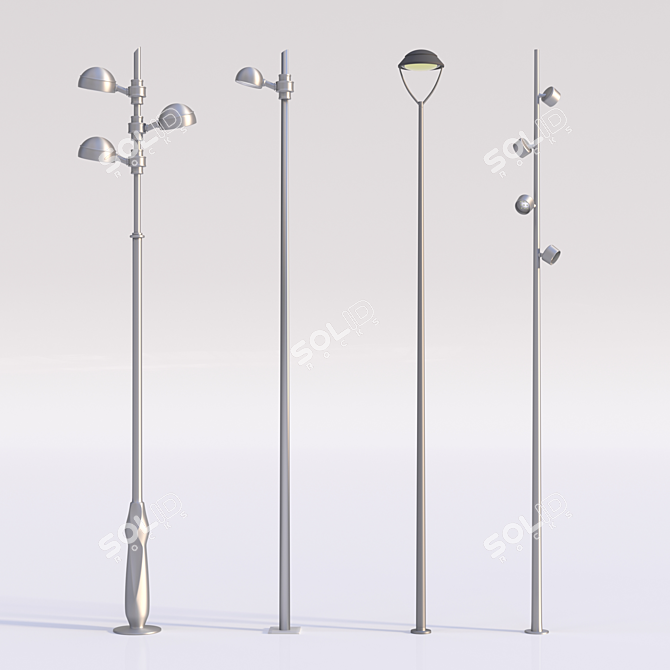 Modern Style Street Lights (4-Pack) 3D model image 1