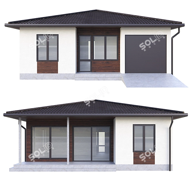 Modern Style Single-Storey Cottage 3D model image 1