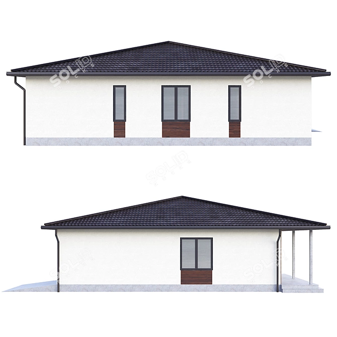 Modern Style Single-Storey Cottage 3D model image 2